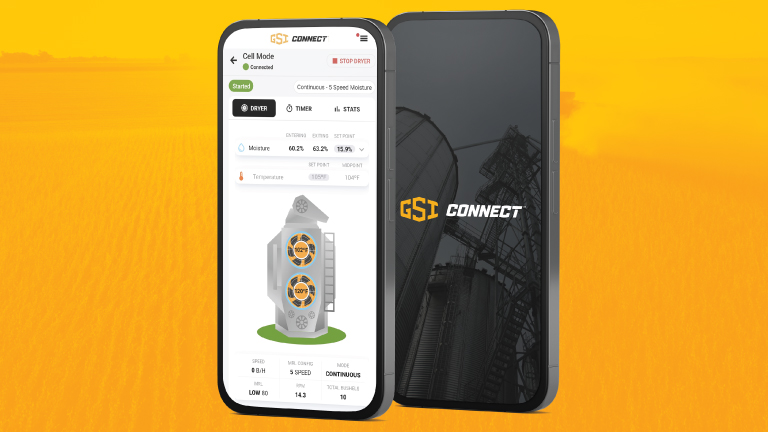 GSI Connect screens on mobile phone